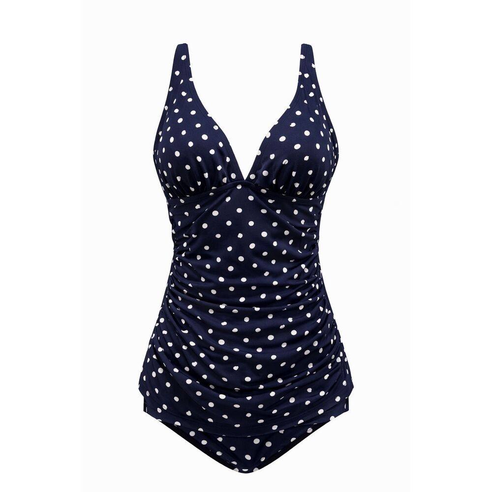 Tommy Bahama One-Piece Swimsuit Blue White Polka Dot Classic Resort Swim Size 8